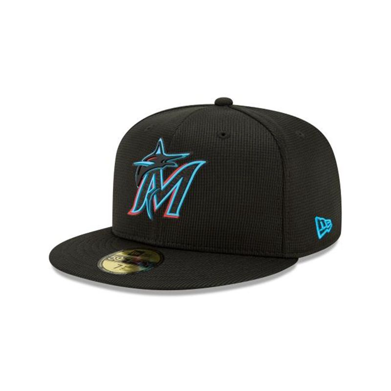 MLB Miami Marlins Clubhouse Collection 59Fifty Fitted (OXE5907) - Black New Era Caps